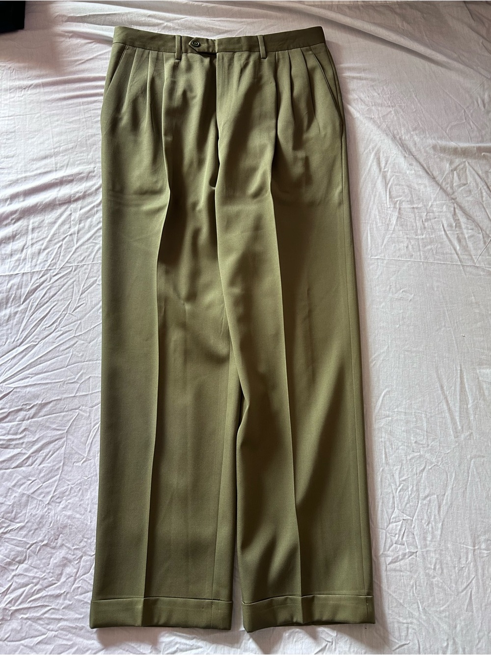 Pazoni Olive Green Pleated Men’s Dress Pants